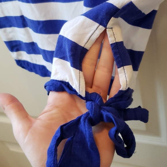 Blue and white stripe top with side tie - Picture 3 of 3